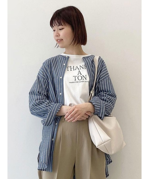 Samansa Mos2 blue(サマンサモスモスブルー)の「ロゴアソート長袖Tシャツ(Tシャツ/カットソー・レディース・シルバーグレー/オフホワイト/チャコール・フリ-)」の6枚目の写真