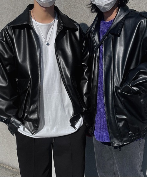 ASCLO(エジュクロ)の「ASCLO Over Fake Leather Jacket(ブルゾン・メンズ・ブラック・FREE)」の1枚目の写真