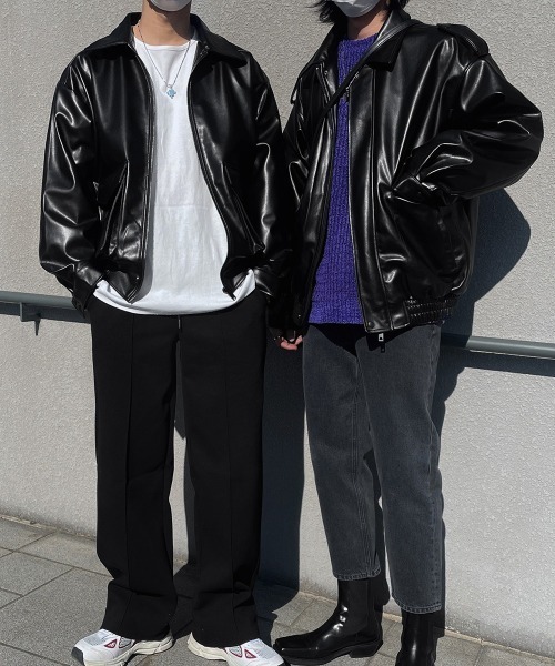 ASCLO(エジュクロ)の「ASCLO Over Fake Leather Jacket(ブルゾン・メンズ・ブラック・FREE)」の4枚目の写真