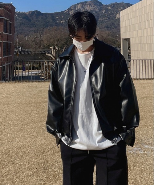 ASCLO(エジュクロ)の「ASCLO Over Fake Leather Jacket(ブルゾン・メンズ・ブラック・FREE)」の9枚目の写真