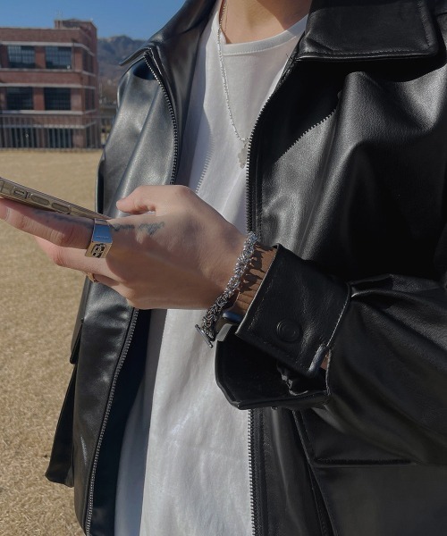 ASCLO(エジュクロ)の「ASCLO Over Fake Leather Jacket(ブルゾン・メンズ・ブラック・FREE)」の11枚目の写真
