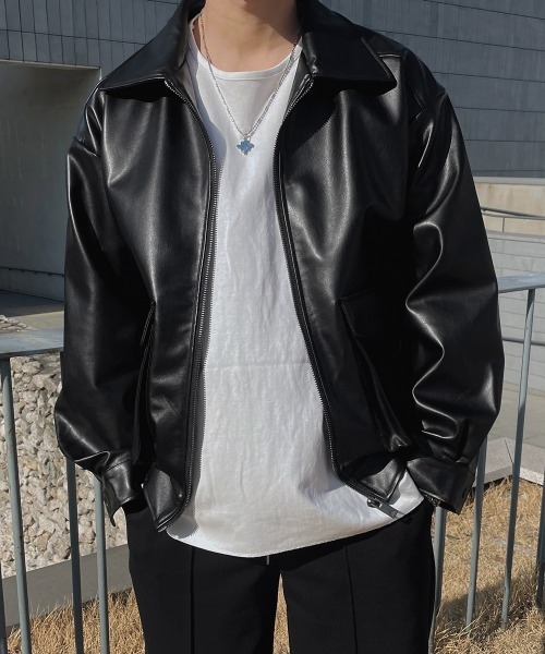 ASCLO(エジュクロ)の「ASCLO Over Fake Leather Jacket(ブルゾン・メンズ・ブラック・FREE)」の12枚目の写真