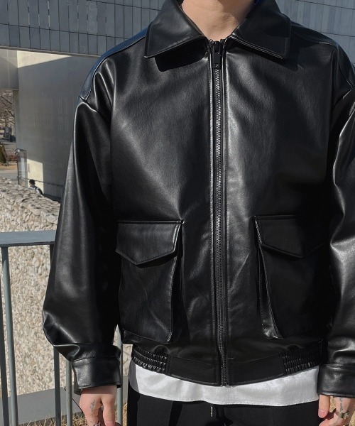 ASCLO(エジュクロ)の「ASCLO Over Fake Leather Jacket(ブルゾン・メンズ・ブラック・FREE)」の13枚目の写真