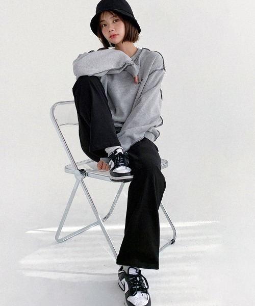 muahmuah(ムーアムーア)の「A'GEM/9 × .kom『muah muah/ムーアムーア』SIGNATURE LOGO LINE LOWER MTM/シグネチャー ロゴライン ロワー スウェットシャツ トレーナー(スウェット・レディース・カーキ/グレー/ブラック/アイボリー/インディゴブルー・FREE)」の20枚目の写真