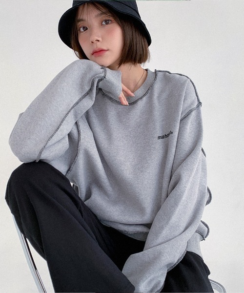 muahmuah(ムーアムーア)の「A'GEM/9 × .kom『muah muah/ムーアムーア』SIGNATURE LOGO LINE LOWER MTM/シグネチャー ロゴライン ロワー スウェットシャツ トレーナー(スウェット・レディース・カーキ/グレー/ブラック/アイボリー/インディゴブルー・FREE)」の16枚目の写真