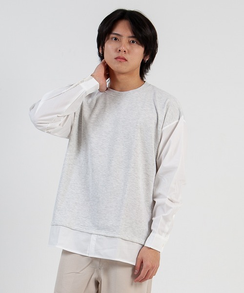 セール Tc裏毛 ブロードフェイクレイヤードシャツ Tシャツ カットソー Ggd ジージーディー のファッション通販 Zozotown