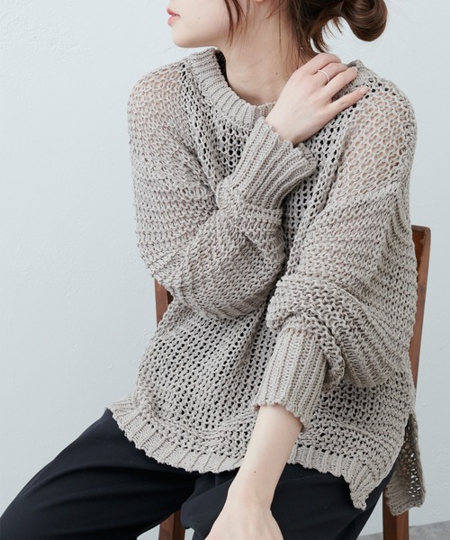 PUAL CE CIN（ピュアルセシン）の「リリーヤーンプルオーバー（ニット/セーター・レディース・ベージュ/グレー/アイボリー・FREE）」の3枚目の写真