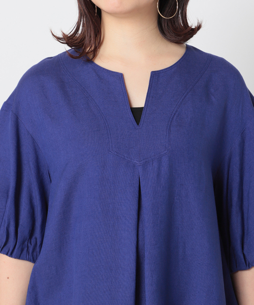Simplicite(サンプリシテ)の「リネンレーヨンパフワンピース(ワンピース・レディース・ブラック/ブルー/レッド・FREE)」の15枚目の写真