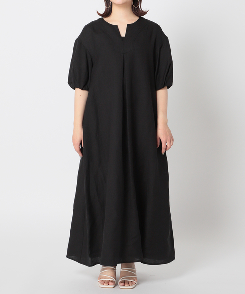 Simplicite(サンプリシテ)の「リネンレーヨンパフワンピース(ワンピース・レディース・ブラック/ブルー/レッド・FREE)」の10枚目の写真