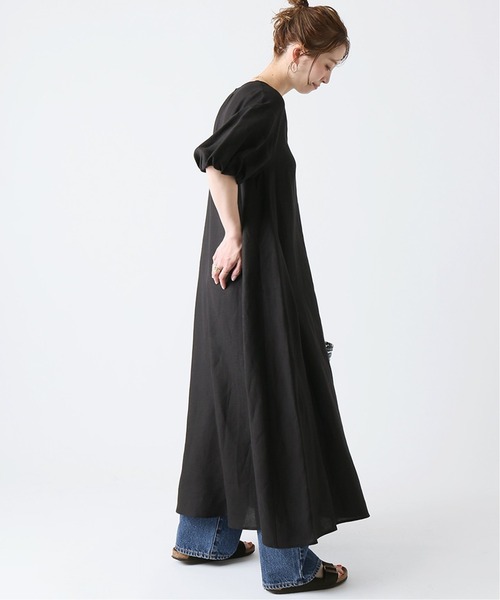 【新品】SIMPLICITE 黒リネンレーヨンスリーブレスワンピース リネンレーヨンスリーブレスワンピース（ワンピース）｜B.C
