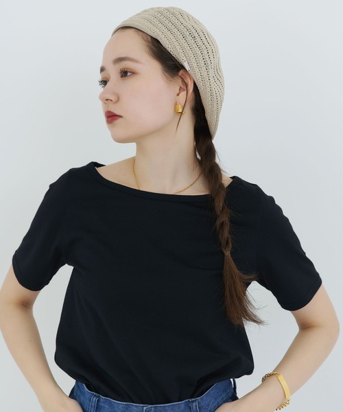 TINA：JOJUN（ティーナジョジュン）の「透かし編み サマーベレー帽 TINA：JOJUN（ハンチング/ベレー帽・レディース・ベージュ/ブラック・F）」の6枚目の写真