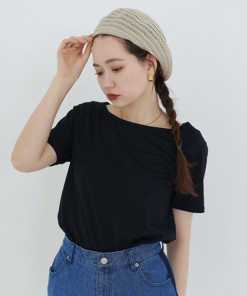 TINA：JOJUN（ティーナジョジュン）の「透かし編み サマーベレー帽 TINA：JOJUN（ハンチング/ベレー帽・レディース・ベージュ/ブラック・F）」の3枚目の写真