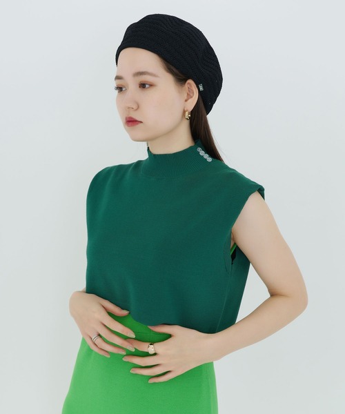 TINA：JOJUN（ティーナジョジュン）の「透かし編み サマーベレー帽 TINA：JOJUN（ハンチング/ベレー帽・レディース・ベージュ/ブラック・F）」の4枚目の写真