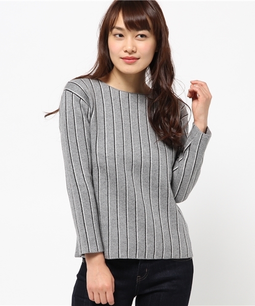 OUTLET（アウトレット）の「【CIAOPANIC TYPY】レジメンタルニットプルオーバー（ニット/セーター・レディース・ボルドー/グレー/ネイビー・FREE）」の2枚目の写真
