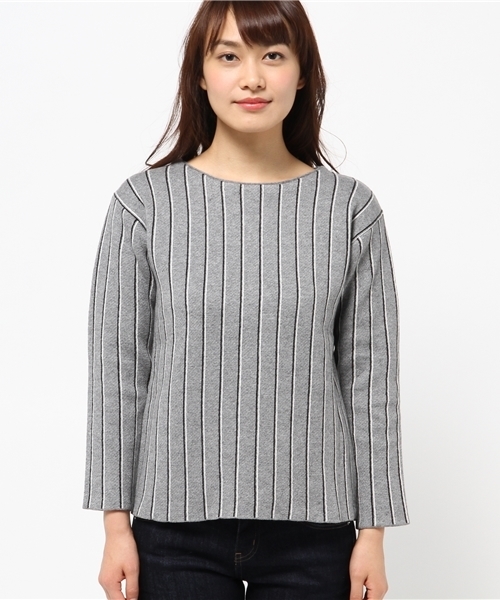 OUTLET（アウトレット）の「【CIAOPANIC TYPY】レジメンタルニットプルオーバー（ニット/セーター・レディース・ボルドー/グレー/ネイビー・FREE）」の4枚目の写真