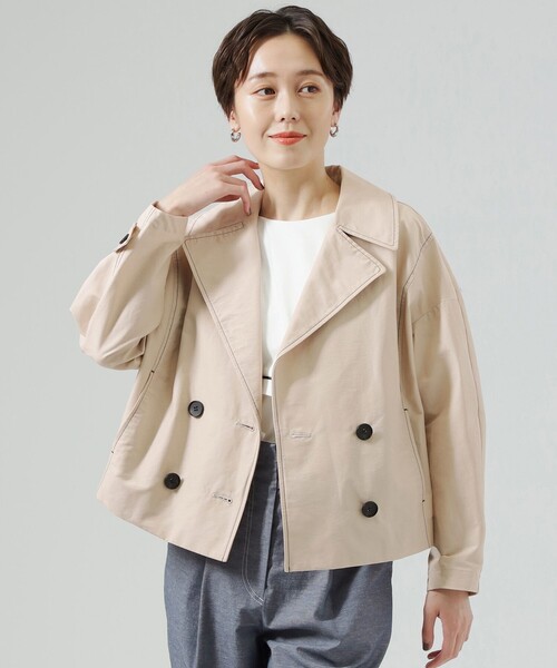 CAST:（キャストコロン）の「カジュアルショートブルゾン（トレンチコート・レディース・ベージュ/ベージュ系その他4/ブラック・M/S）」の2枚目の写真