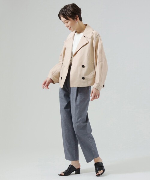 CAST:（キャストコロン）の「カジュアルショートブルゾン（トレンチコート・レディース・ベージュ/ベージュ系その他4/ブラック・M/S）」の6枚目の写真