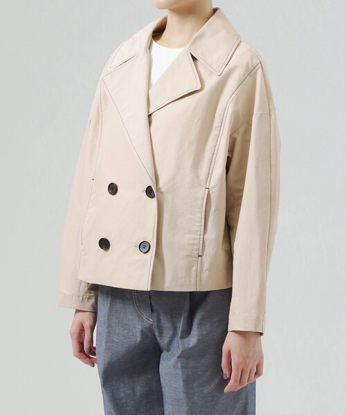 CAST:（キャストコロン）の「カジュアルショートブルゾン（トレンチコート・レディース・ベージュ/ベージュ系その他4/ブラック・M/S）」の4枚目の写真