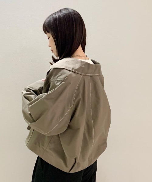 CAST:（キャストコロン）の「カジュアルショートブルゾン（トレンチコート・レディース・ベージュ/ベージュ系その他4/ブラック・M/S）」の11枚目の写真