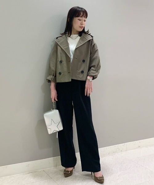 CAST:（キャストコロン）の「カジュアルショートブルゾン（トレンチコート・レディース・ベージュ/ベージュ系その他4/ブラック・M/S）」の12枚目の写真