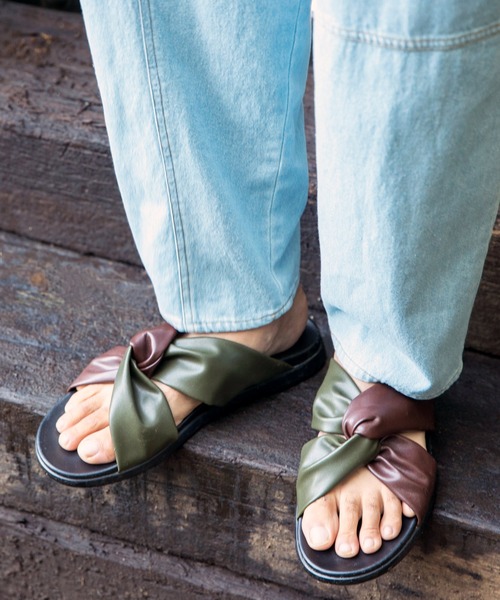 チャイハネ（チャイハネ）の「【チャイハネ】バイカラークロスMEN'Sサンダル（サンダル・メンズ・ブラック/ベージュ/カーキ・LL/L）」の3枚目の写真