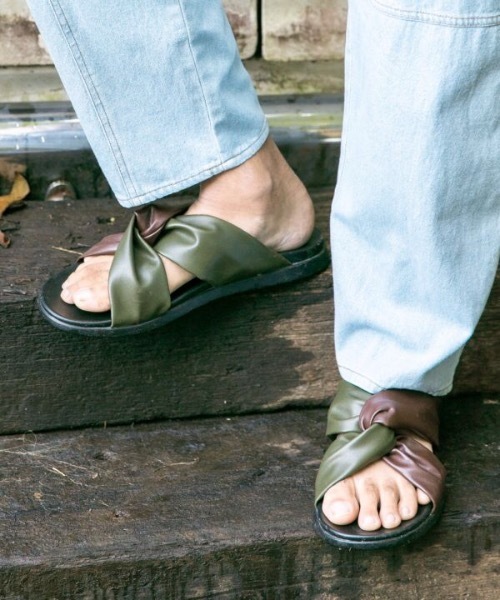 チャイハネ（チャイハネ）の「【チャイハネ】バイカラークロスMEN'Sサンダル（サンダル・メンズ・ブラック/ベージュ/カーキ・LL/L）」の5枚目の写真