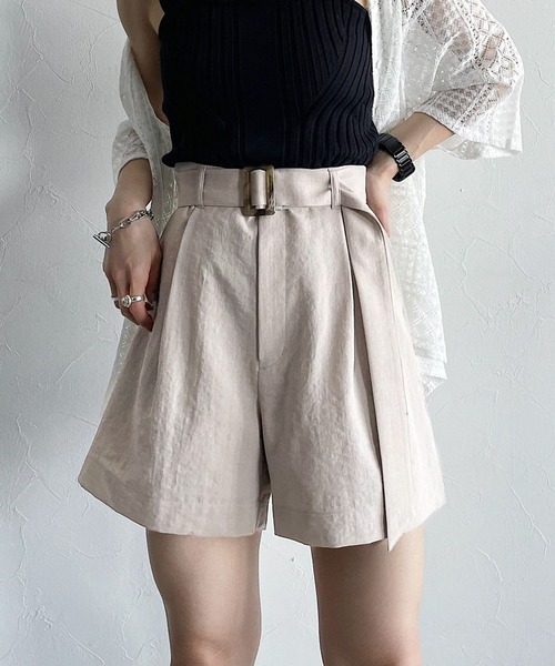 PAGEBOY（ページボーイ）の「リネンライクショートパンツ（その他パンツ・レディース・ブラック/ベージュ/ブラウン系その他・FREE）」の3枚目の写真