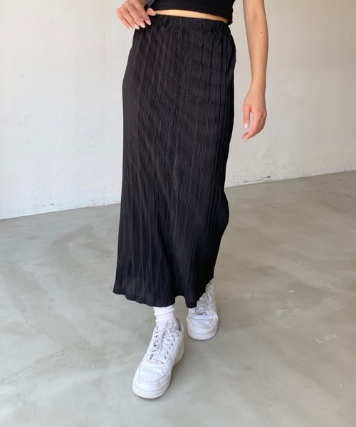 SHAGGIE（シャギー）の「スリット入りペンシルプリーツスカート（スカート・レディース・オレンジ/ブラック/ブラウン/ホワイト・FREE）」の3枚目の写真