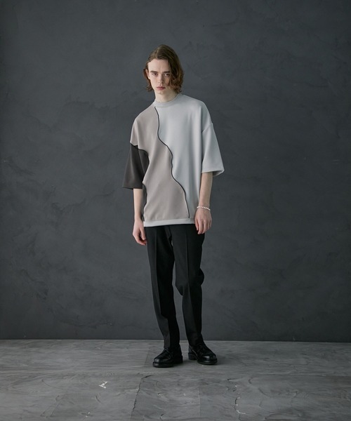 PUBLIC TOKYO（パブリックトウキョウ）の「メローダンボールキリカエTEE（Tシャツ/カットソー・メンズ・ベージュ/ダークグレー/パープル・2/1）」の22枚目の写真