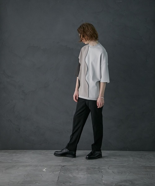 PUBLIC TOKYO（パブリックトウキョウ）の「メローダンボールキリカエTEE（Tシャツ/カットソー・メンズ・ベージュ/ダークグレー/パープル・2/1）」の19枚目の写真