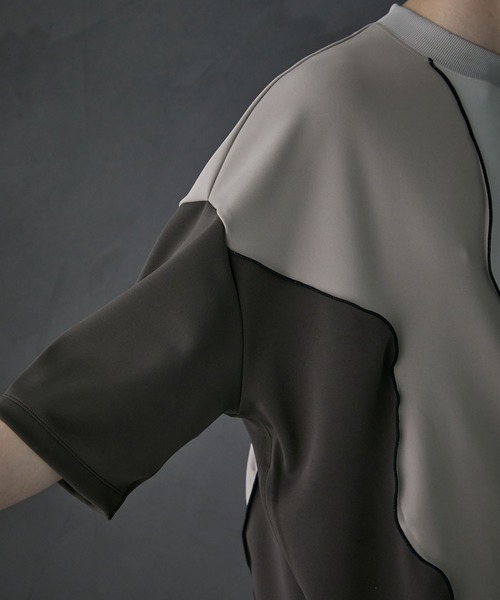 PUBLIC TOKYO（パブリックトウキョウ）の「メローダンボールキリカエTEE（Tシャツ/カットソー・メンズ・ベージュ/ダークグレー/パープル・2/1）」の4枚目の写真