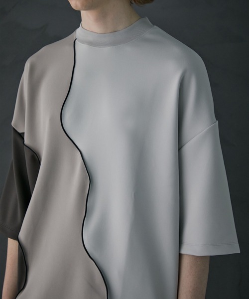 PUBLIC TOKYO（パブリックトウキョウ）の「メローダンボールキリカエTEE（Tシャツ/カットソー・メンズ・ベージュ/ダークグレー/パープル・2/1）」の7枚目の写真