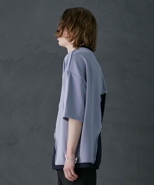 PUBLIC TOKYO（パブリックトウキョウ）の「メローダンボールキリカエTEE（Tシャツ/カットソー・メンズ・ベージュ/ダークグレー/パープル・2/1）」の12枚目の写真