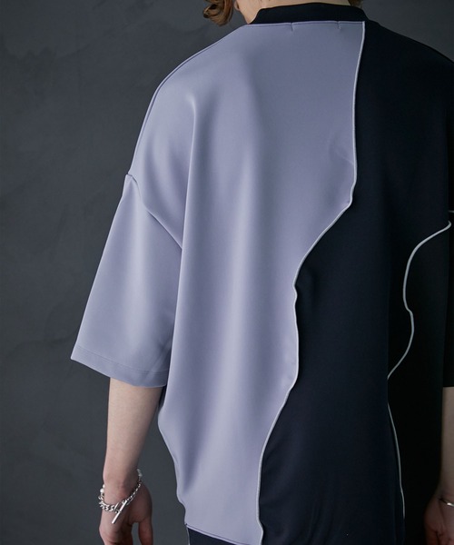 PUBLIC TOKYO（パブリックトウキョウ）の「メローダンボールキリカエTEE（Tシャツ/カットソー・メンズ・ベージュ/ダークグレー/パープル・2/1）」の15枚目の写真