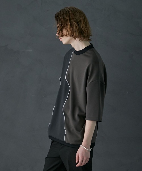 PUBLIC TOKYO（パブリックトウキョウ）の「メローダンボールキリカエTEE（Tシャツ/カットソー・メンズ・ベージュ/ダークグレー/パープル・2/1）」の11枚目の写真