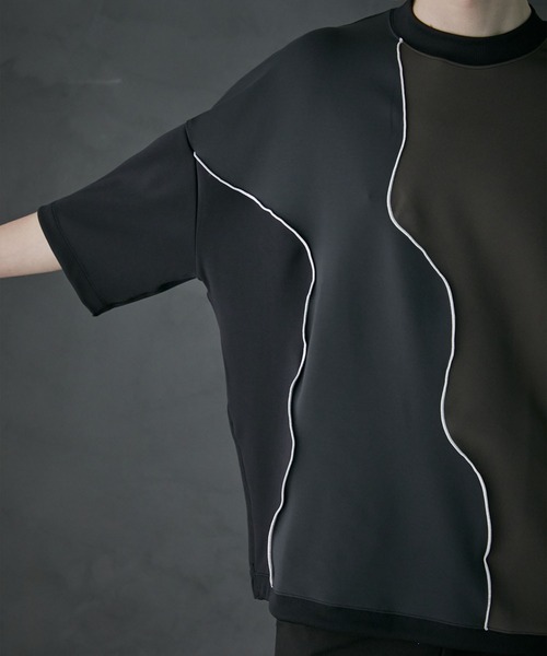 PUBLIC TOKYO（パブリックトウキョウ）の「メローダンボールキリカエTEE（Tシャツ/カットソー・メンズ・ベージュ/ダークグレー/パープル・2/1）」の5枚目の写真