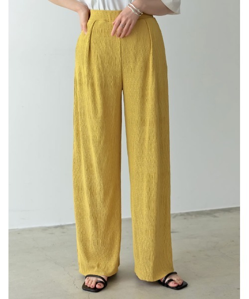 Re:EDIT（リエディ）の「楊柳プリーツウエストタックストレートパンツ（その他パンツ・レディース・オレンジ/ブルー/グレー系その他/アイボリー/ブラック/イエロー/グリーン・SHORT/MEDIUM/TALL/LARGE）」の6枚目の写真