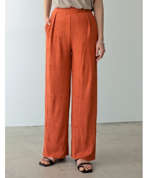 Re:EDIT（リエディ）の「楊柳プリーツウエストタックストレートパンツ（その他パンツ・レディース・オレンジ/ブルー/グレー系その他/アイボリー/ブラック/イエロー/グリーン・SHORT/MEDIUM/TALL/LARGE）」の7枚目の写真