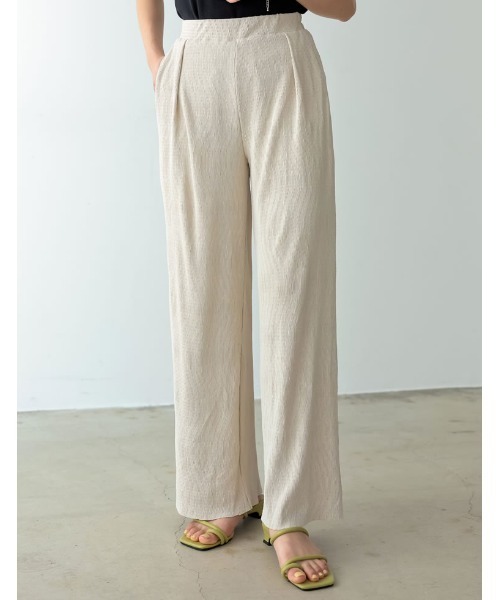 Re:EDIT（リエディ）の「楊柳プリーツウエストタックストレートパンツ（その他パンツ・レディース・オレンジ/ブルー/グレー系その他/アイボリー/ブラック/イエロー/グリーン・SHORT/MEDIUM/TALL/LARGE）」の2枚目の写真