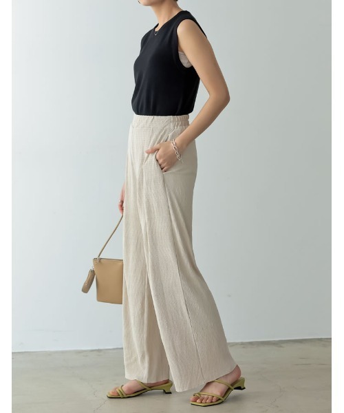 Re:EDIT（リエディ）の「楊柳プリーツウエストタックストレートパンツ（その他パンツ・レディース・オレンジ/ブルー/グレー系その他/アイボリー/ブラック/イエロー/グリーン・SHORT/MEDIUM/TALL/LARGE）」の10枚目の写真