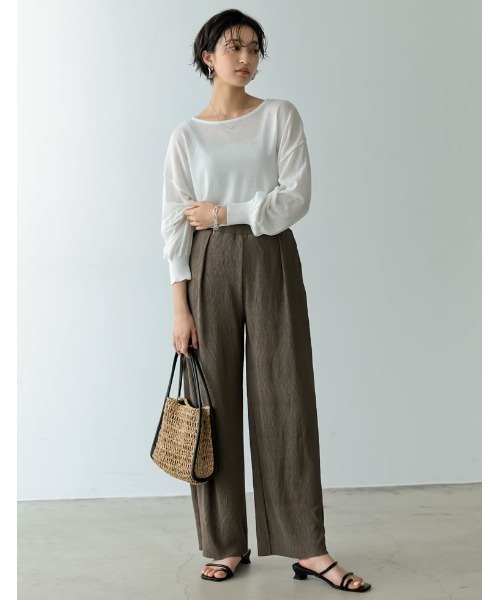 Re:EDIT（リエディ）の「楊柳プリーツウエストタックストレートパンツ（その他パンツ・レディース・オレンジ/ブルー/グレー系その他/アイボリー/ブラック/イエロー/グリーン・SHORT/MEDIUM/TALL/LARGE）」の13枚目の写真