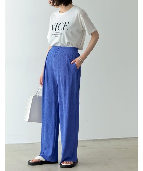 Re:EDIT（リエディ）の「楊柳プリーツウエストタックストレートパンツ（その他パンツ・レディース・オレンジ/ブルー/グレー系その他/アイボリー/ブラック/イエロー/グリーン・SHORT/MEDIUM/TALL/LARGE）」の16枚目の写真