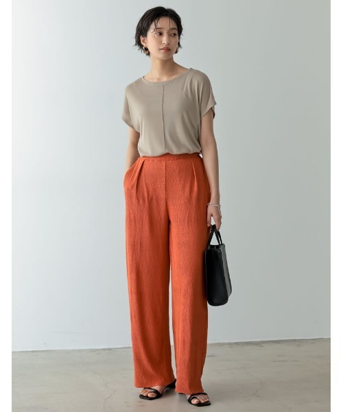Re:EDIT（リエディ）の「楊柳プリーツウエストタックストレートパンツ（その他パンツ・レディース・オレンジ/ブルー/グレー系その他/アイボリー/ブラック/イエロー/グリーン・SHORT/MEDIUM/TALL/LARGE）」の20枚目の写真