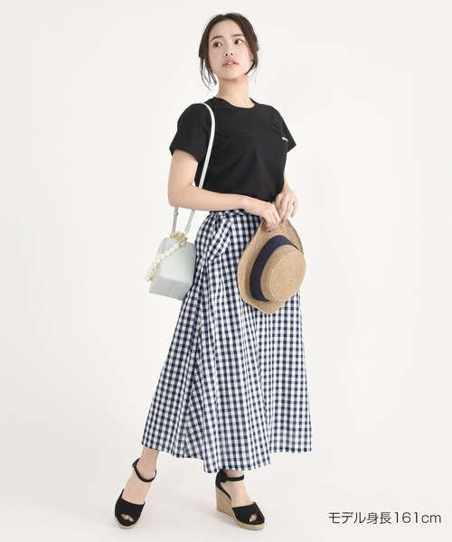MARY QUANT - マリークワント　ギンガムスカーフ付きカットソー　ネイビー MARY QUANT マリークワント スカーフ ロングスカーフ M83711