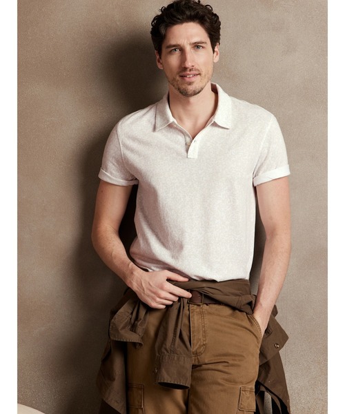 BANANA REPUBLIC FACTORY STORE（バナナリパブリック ファクトリーストア）の「BANANA REPUBLIC FACTORY STORE　　フローラルピケポロ（ポロシャツ・メンズ・ホワイト/ブラック/ネイビー/ピンク・M/S/XL/L）」の2枚目の写真