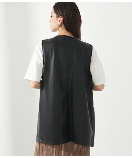 Settimissimo（セッティミッシモ）の「フェイクレザー切替ジレ（ベスト・レディース・ベージュ/ブラック・FREE）」の14枚目の写真