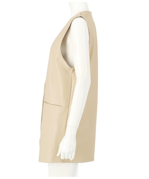 Settimissimo（セッティミッシモ）の「フェイクレザー切替ジレ（ベスト・レディース・ベージュ/ブラック・FREE）」の11枚目の写真