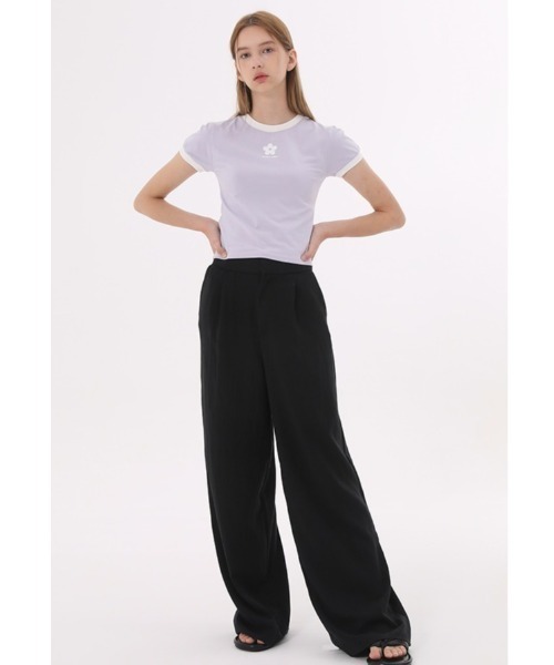 ODD STUDIO（オッドスタジオ）の「A'GEM/9 × .kom『ODD STUDIO/オッドスタジオ』DAISY PETAL T-SHIRT/デイジーペタル リンガー 半袖Tシャツ（Tシャツ/カットソー・レディース・ブラック/ライトパープル・FREE）」の7枚目の写真