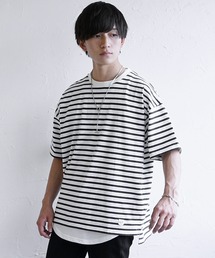 MinoriTY | ボーダー Tシャツ オーバーサイズ ボーダー/マルチボーダー 半袖/５分袖 夏服(Tシャツ/カットソー)