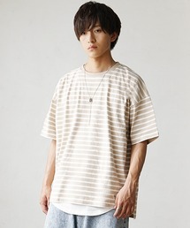 【MinoriTY】マルチボーダーオーバーサイズ半袖Tシャツ メンズ 春服 夏服 ビッグシルエット ルーズシルエット カットソー